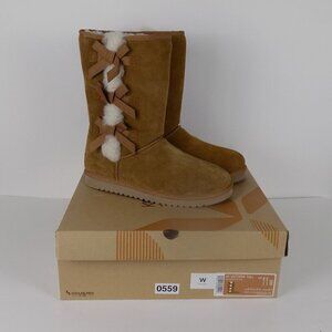 Koolaburra by UGG Victoria Tall Boots Size 11 Wide Chestnut Tan Bows